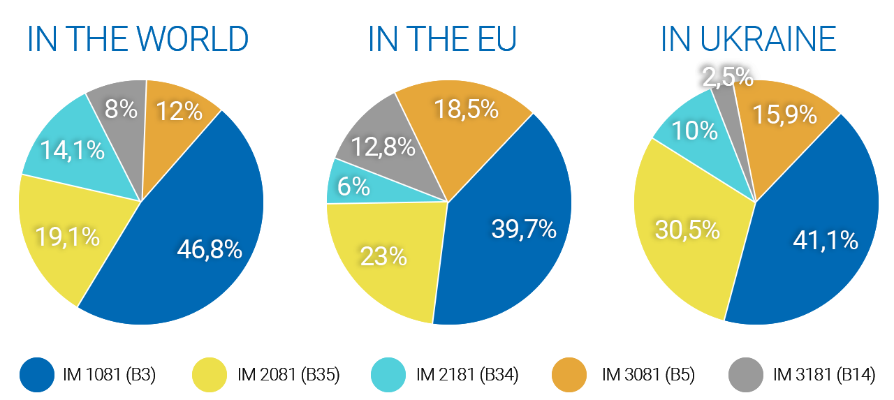 Statistics of mounting versions of electric motors