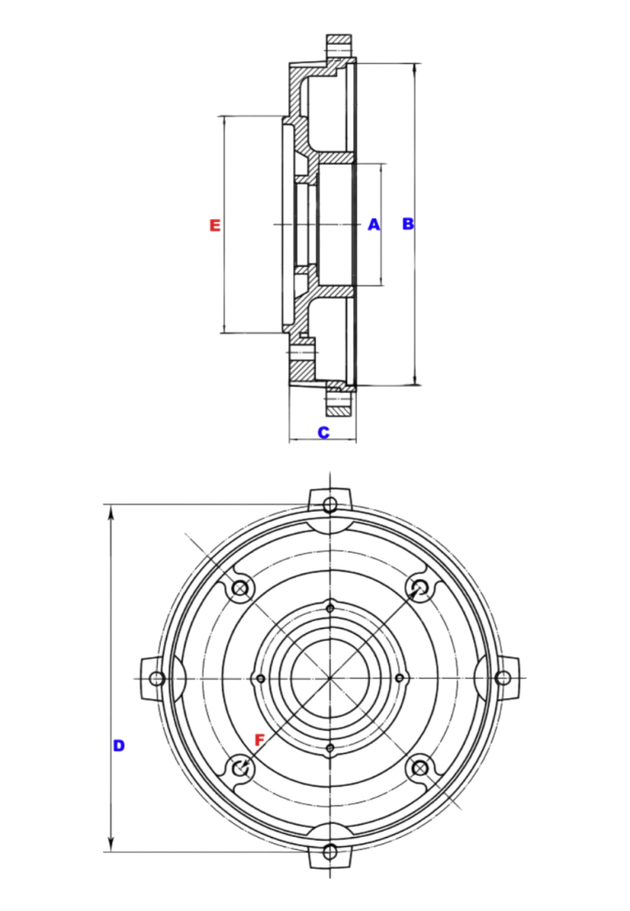 Щит 200/фланец  малий (замок 300мм) (øподш.-75мм/øзамка-335мм) 