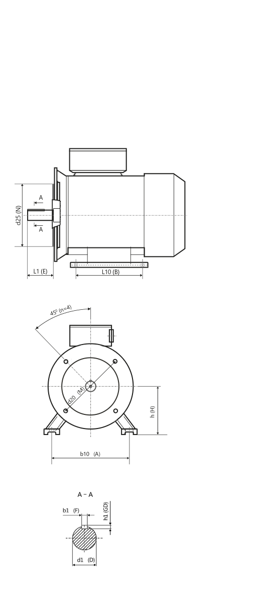 Electric motor single-phase ML8024 0.75kW 1500rpm (B35/flange)