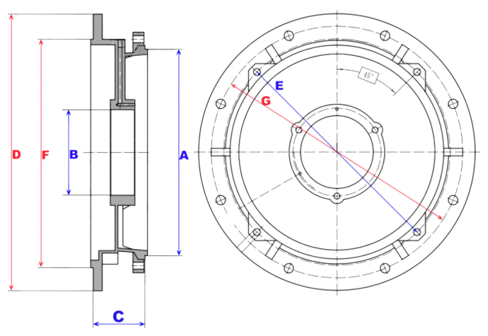 Щит 160/фланец большой  (замок 250мм) (øподш.-70мм/øзамка-297мм) DIN