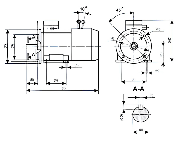 Електродвигун АИР BRAKE 90L4 2,2 кВт 1500 об/хв з електромагнітним гальмом ІМ В34 (лапи+малий фланець)