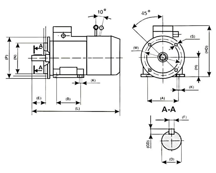 Електродвигун АИР BRAKE 80В4 1,5 кВт 1500 об/хв з електромагнітним гальмом ІМ В34 (лапи+малий фланець)