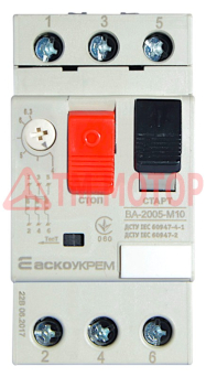 Автоматичний вимикач захисту двигуна УКРЕМ ВА-2005 М10 (4А-6.3А)